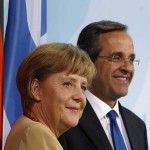 chanceler alemã angela merkel primeiro ministro grego antonis samaras euro